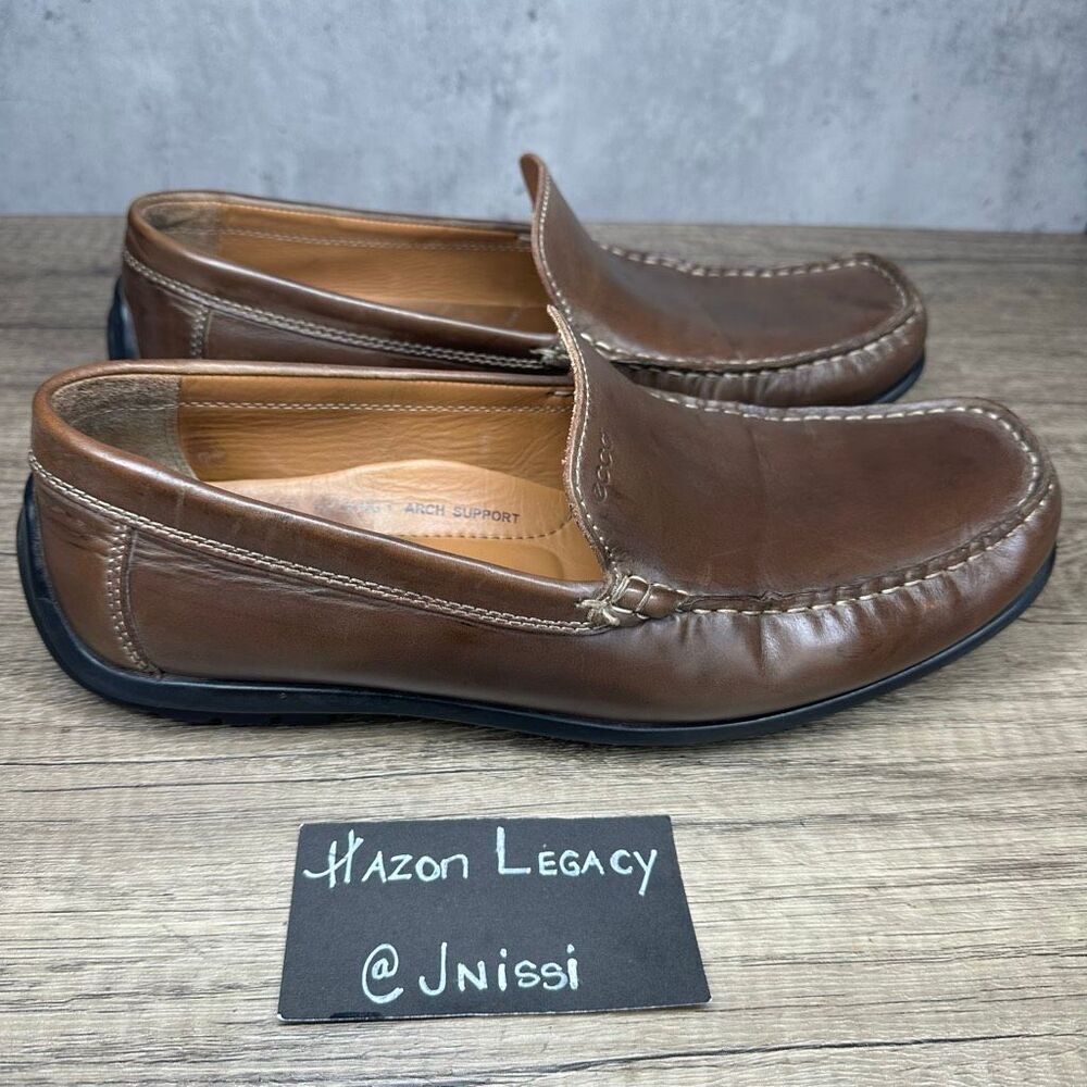 Ecco~Men's~Brown Leather Classic Moc 2.0 Driving Loafers~Size 44/10-10.5 US - Picture 2 of 8